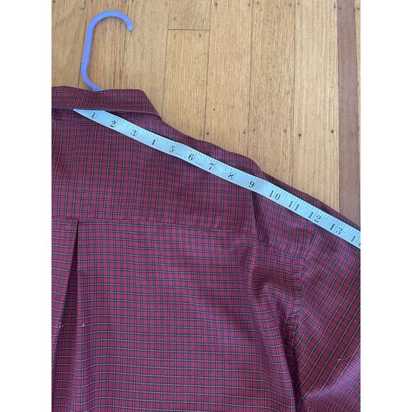 Claiborne Men's Red Plaid button down dress shirt size 16-1/2 32-33 Large - Picture 9 of 13